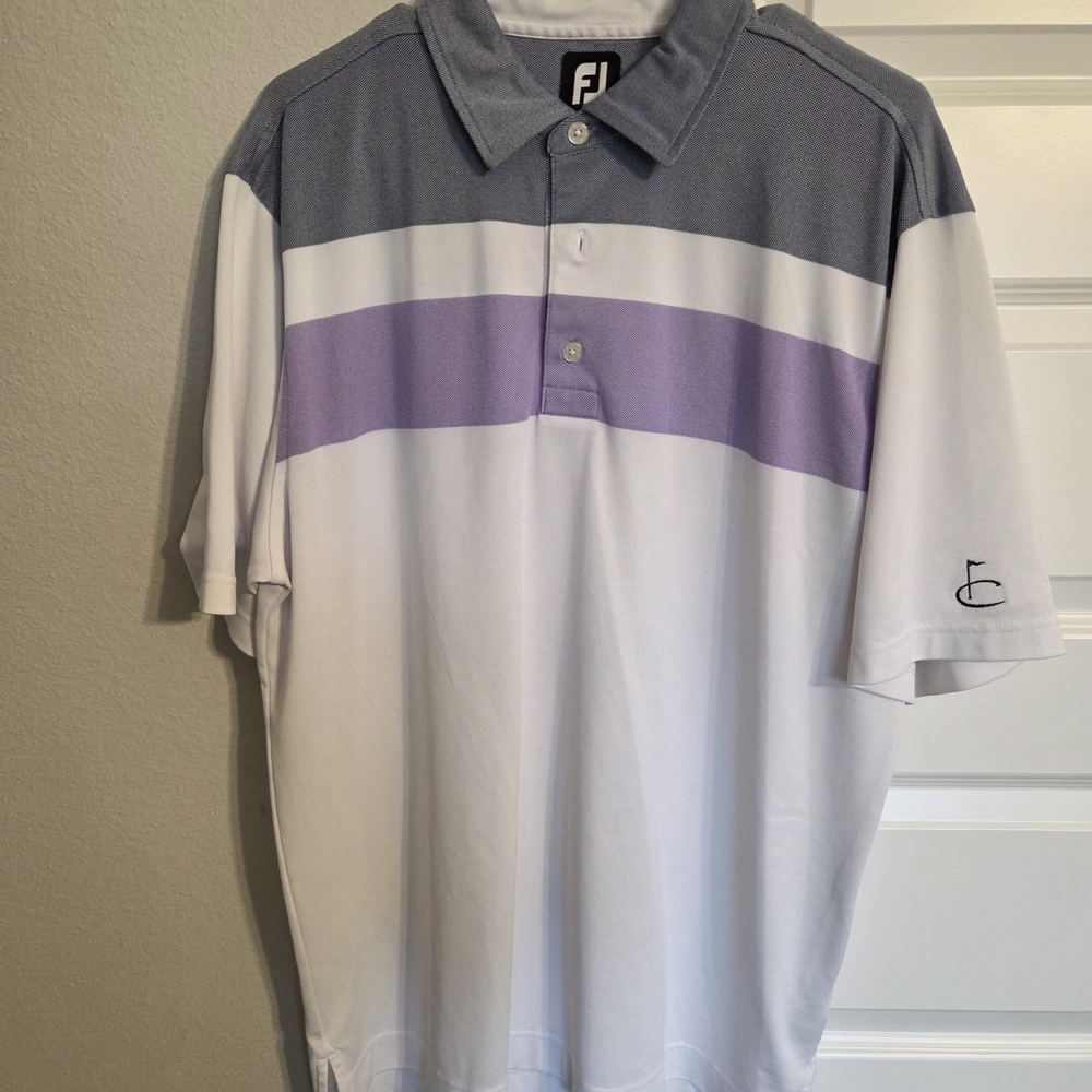 FootJoy White Gray and Purple Polo Shirt